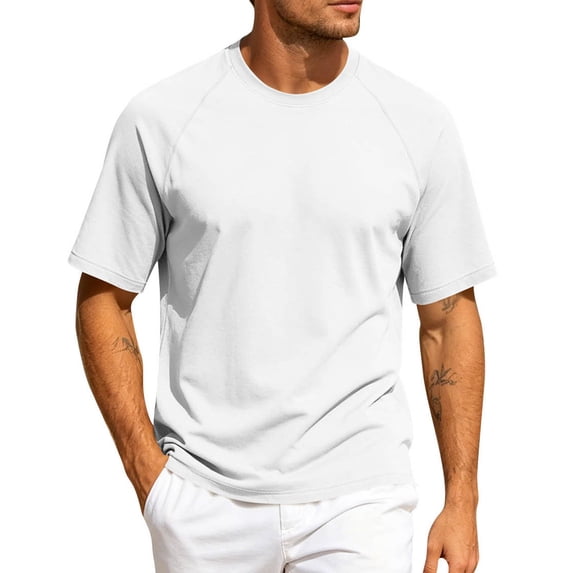 hoksml Men's Raglan Sleeve Crew Neck Short Sleeve T-Shirt, Loose Fit Lightweight Basic Casual Tee for Daily Workout Sports Outdoor Activities