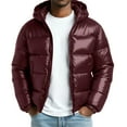 thumbnail image 1 of hoksml Men's Reflective Down Jacket High-Gloss Shell Hooded Coat with Pockets for Night Safety, 1 of 3