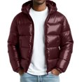 thumbnail image 1 of hoksml Men's Reflective Down Jacket High-Gloss Shell Hooded Coat with Pockets for Night Safety, 1 of 3