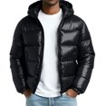 thumbnail image 1 of hoksml Men's Reflective Down Jacket High-Gloss Shell Hooded Coat with Pockets for Night Safety, 1 of 3