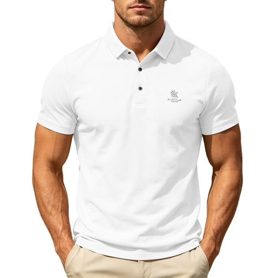 hoksml Men's Short Sleeve Collared Shirt 3 Button Collared Solid Breathable Regular Fit Golf Top for Business Daily Vacation Casual Wear