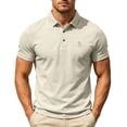 thumbnail image 1 of hoksml Men's Short Sleeve Collared Shirt 3 Button Collared Solid Breathable Regular Fit Golf Top for Business Daily Vacation Casual Wear, 1 of 7