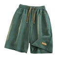 thumbnail image 1 of hoksml Men's Shorts Casual Solid Color Ribbed Shorts Elastic Waist Drawstring Summer Thin Sports Loose Beach Shorts, 1 of 3