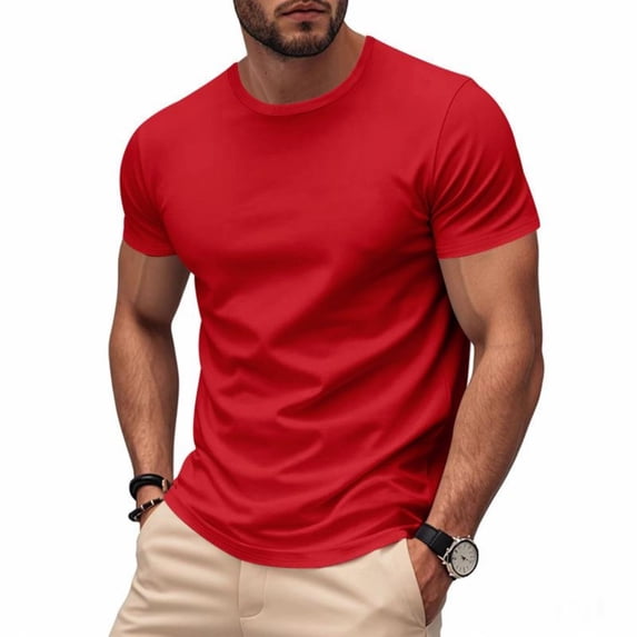 hoksml Men's Slim Fit Crewneck T Shirts Quick Dry Breathable Athletic Tops for Gym Running and Daily Wear Multi Colors
