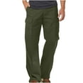 thumbnail image 1 of hoksml Men's Solid Color Cargo Pants Straight Leg Multi-Pocket Work Pants Casual Comfort Fit Trousers, 1 of 4