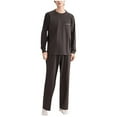 thumbnail image 1 of hoksml Men's Solid Color Cotton Pajama Set Ultra-Soft Crewneck Pullover Top with Pocket and Relaxed Fit Pants Cozy 2-Piece Loungewear, 1 of 6