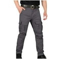 thumbnail image 1 of hoksml Men's Solid Color Multi-Pocket Cargo Pants Tactical Straight Leg for Outdoor Casual Workwear Pants, 1 of 7
