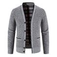 thumbnail image 1 of hoksml Men's Solid Color V-Neck Cardigan Sweater Thick Knit Button Front Open Coat with Pockets Stretchable Casual Fall Winter Jacket, 1 of 9