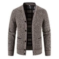 thumbnail image 1 of hoksml Men's Solid Color V-Neck Cardigan Sweater Thick Knit Button Front Open Coat with Pockets Stretchable Casual Fall Winter Jacket, 1 of 5