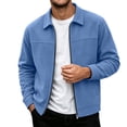 thumbnail image 1 of hoksml Men s Solid Corduroy Collared Zip Up Jacket Long Sleeve Casual Outerwear for Fall Winter Daily Work Comfort, 1 of 9