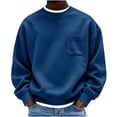 thumbnail image 1 of hoksml Men s Solid Crew Neck Sweatshirt Loose Fit Long Sleeve Chest Pocket for Fall Winter Daily Work Outdoor Comfort, 1 of 4