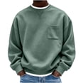 thumbnail image 1 of hoksml Men s Solid Crew Neck Sweatshirt Loose Fit Long Sleeve Chest Pocket for Fall Winter Daily Work Outdoor Comfort, 1 of 4