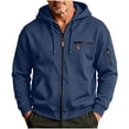 thumbnail image 1 of hoksml Men s Solid Full Zip Up Hoodie Jacket Long Sleeve Zipper Pockets for Fall Winter Daily Work Comfort, 1 of 6