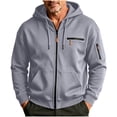 thumbnail image 1 of hoksml Men s Solid Full Zip Up Hoodie Jacket Long Sleeve Zipper Pockets for Fall Winter Daily Work Comfort, 1 of 6