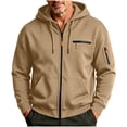 thumbnail image 1 of hoksml Men s Solid Full Zip Up Hoodie Jacket Long Sleeve Zipper Pockets for Fall Winter Daily Work Comfort, 1 of 6