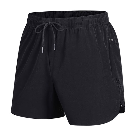 hoksml Men's Sports Running Shorts Solid Color Ice Silk Breathable Outdoor Leisure Athletic Shorts Elastic Waist Drawstring Side Split Summer Lightweight Shorts