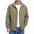 thumbnail image 1 of hoksml Men's Stand Collar Lightweight Windbreaker Full Zip Casual Jacket Elastic Cuff Zipper Pocket Outdoor Daily Coat, 1 of 5