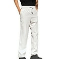 thumbnail image 1 of hoksml Men's Straight Leg Pants Solid Color Drawstring Elastic Waistband Casual Work Pant Lightweight Breathable Breathable Athletic Pants Clearance, 1 of 9
