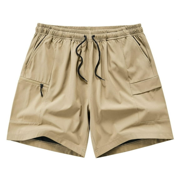 hoksml Men's Stretch Cargo Shorts Casual Drawstring Elastic Waist Classic Summer Lightweight Short Outdoor Hiking Multi Pockets Athletic Shorts