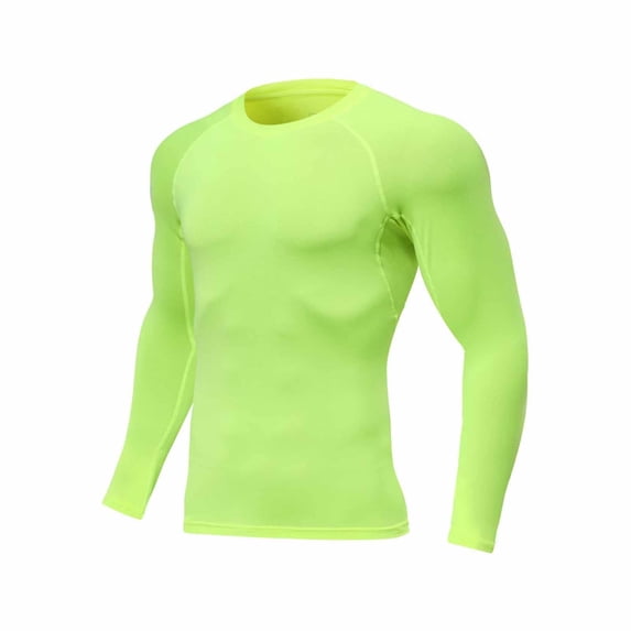 hoksml Men's Stretch Fit Long Sleeve Workout Shirt - Solid Color Performance Top for Gym Training