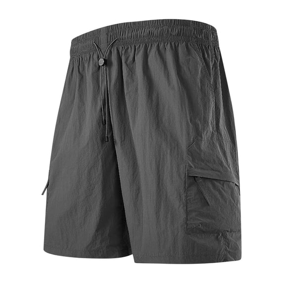 hoksml Men's Summer Quick Dry Shorts Casual Solid Color Portable Zipper Pockets Drawstring Elastic Waist Comfortable Cargo Pants Shorts Outdoor Hiking Travel Clothing