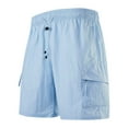 thumbnail image 1 of hoksml Men's Summer Quick Dry Shorts Casual Solid Color Portable Zipper Pockets Drawstring Elastic Waist Comfortable Cargo Pants Shorts Outdoor Hiking Travel Clothing, 1 of 9