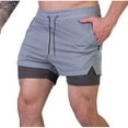 thumbnail image 1 of hoksml Men's Summer Quick-Drying Sports Shorts 2-in-1 Style Solid Color with Lined Outdoor Fitness Exercise Shorts Zipper Multi Pocket Elastic Waist Drawstring Running Shorts, 1 of 9