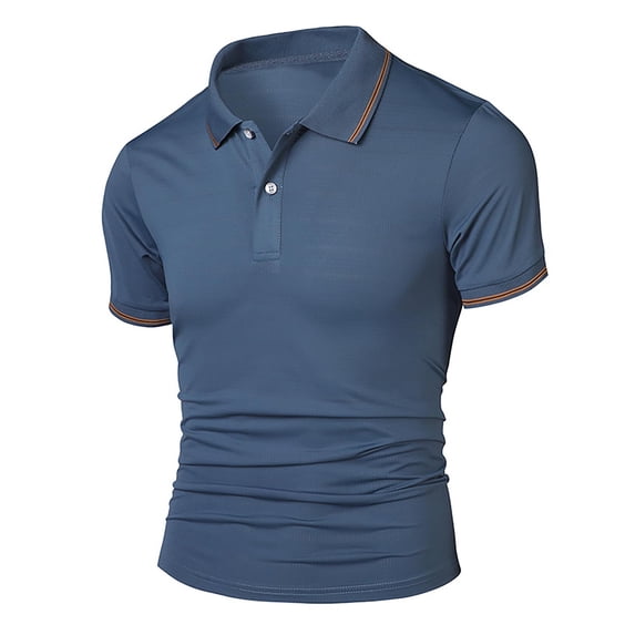 hoksml Men's Summer Thin Polos Shirt Casual Loose Lightweight T Shirt Solid Color Collared Button Short Sleeve Comfortable Breathable Turndown Collar Top Elastic Cuffs