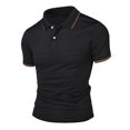thumbnail image 1 of hoksml Men's Summer Thin Polos Shirt Casual Loose Lightweight T Shirt Solid Color Collared Button Short Sleeve Comfortable Breathable Turndown Collar Top Elastic Cuffs, 1 of 4
