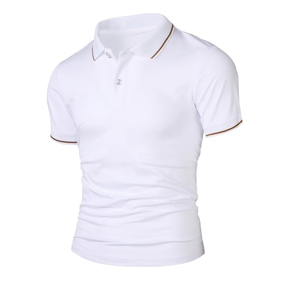 hoksml Men's Summer Thin Polos Shirt Casual Loose Lightweight T Shirt Solid Color Collared Button Short Sleeve Comfortable Breathable Turndown Collar Top Elastic Cuffs
