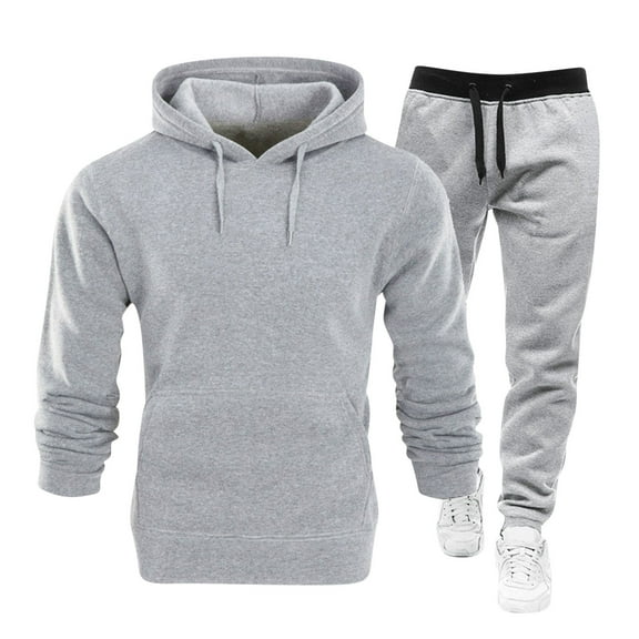 hoksml Men's Sweatsuit, Active Tracksuits Outfits, 2 Piece Set Hoodies And Sweatpants Sets Solid Color Long Sleeved Hooded Sweatshirt Active Pants Set Casual Jogging Gym Sweat Suits