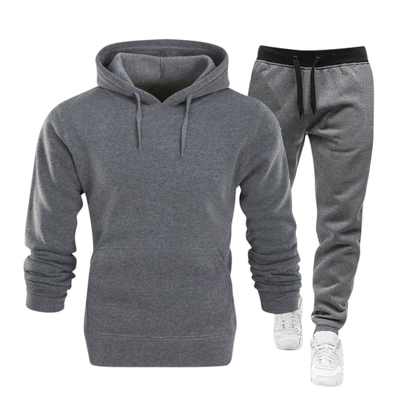 hoksml Men's Sweatsuit, Active Tracksuits Outfits, 2 Piece Set Hoodies And Sweatpants Sets Solid Color Long Sleeved Hooded Sweatshirt Active Pants Set Casual Jogging Gym Sweat Suits