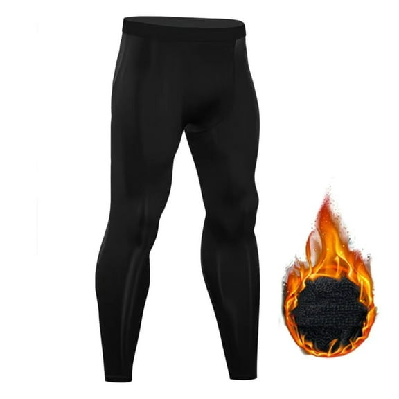 hoksml Men's Thermal Underwear Slim Fit Stretch Fleece-Lined Winter Warm Pants Solid Color Elastic Waist Base Layer Trousers for Teen and Young Adult