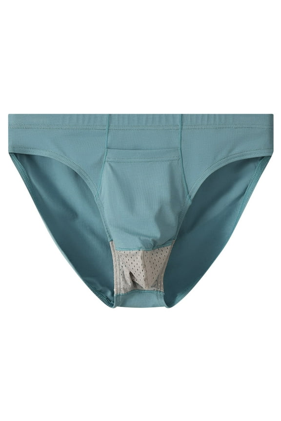 Men's Underwear Briefs Solid Color Front Pockets Triangle Panties Crotch Mesh Breathable Cotton Split Mid Waist Waistband Underwear G-Strings 2025 Clearance