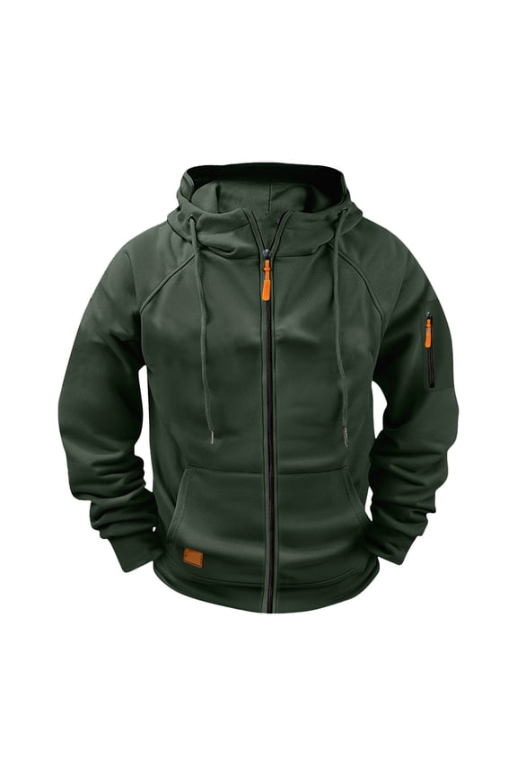 Men's Utility Cargo Active Jacket Raglan Sleeve Hooded Sports Coat with Multiple Pockets for Gym Casual Wear