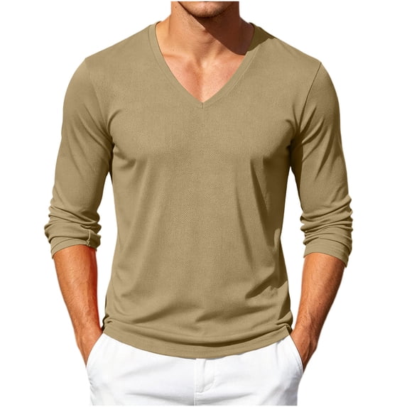 hoksml Men's V Neck Long Sleeve T-Shirt, Breathable Lightweight Mesh Soft Basic Versatile Top for Workout Sports Daily Outdoor Casual Layering Outfits
