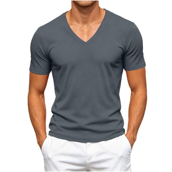 hoksml Men's V Neck Short Sleeve T Shirt Breathable Mesh Basic Tee for Sports Daily Outdoor Casual Wear