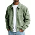 thumbnail image 1 of hoksml Men's Vintage Corduroy Jacket Solid Color Zip-Up Casual Collared Outwear with Pockets, 1 of 2