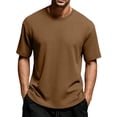 thumbnail image 1 of hoksml Men's Waffle Knit Crewneck T Shirts Oversized Casual Short Sleeve Tops Breathable Lightweight for Daily Wear Multi Colors, 1 of 9