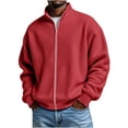 thumbnail image 1 of hoksml Men's Waffle Knit Full Zip Jacket Stand Collar Casual Sweatshirt for Fall Winter Daily Work Outdoor Comfort, 1 of 6