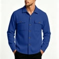 thumbnail image 1 of hoksml Men's Waffle Knit Shirt Jacket - Button Front Overshirt with Dual Chest Pockets, Soft Stretch Casual Top for Spring Fall, 1 of 6