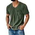thumbnail image 1 of hoksml Men's Washed V Neck Short Sleeve T Shirt, Stitch Pocket Vintage Casual Tees for Daily Outdoor Wear, 1 of 4