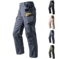 thumbnail image 1 of hoksml Men's Waterproof Hiking Cargo Pants Multi-Pocket Utility Design Solid Color Flat Front and Elastic Back Waist Durable Straight Leg Trousers, 1 of 9