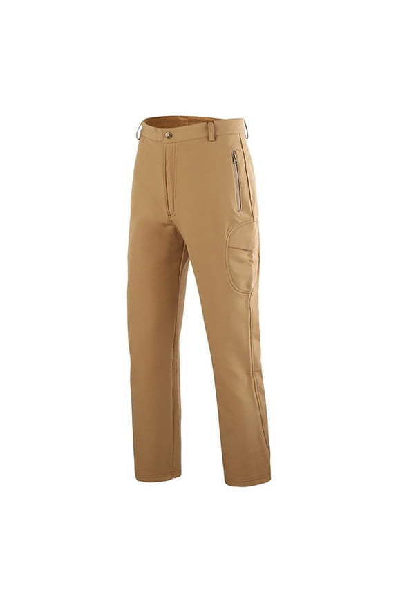 Men's Waterproof Ski Hiking Pants Fleece Lined Windproof Cargo Pants with Zipper Pockets Straight Leg Outdoor Tactical Pants