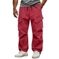 thumbnail image 1 of hoksml Men's Waterproof Windproof Cargo Pants Solid Color Outdoor Hiking Trousers with Multi-Pockets, Drawstring Waist and Adjustable Hem, 1 of 9