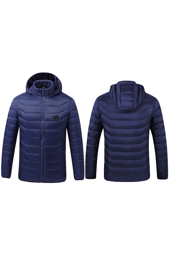Men's Women's 17-Zone Smart Heating Jacket with USB Thermal Control, Detachable Hood Winter Warm Coat Plus Size Windproof Coat