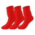 thumbnail image 1 of hoksml Men's Women's Knitted Pile Socks Stockings Winter Solid Color Extra Long Tight Warm Socks 3 Pairs, 1 of 9
