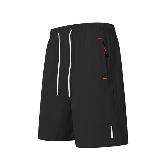 hoksml Men's Workout Shorts Solid Color Casual Elastic Waist Drawstring Athletic Shorts Outdoor Holiday Comfortable Breathable Zipper Pockets Running Shorts