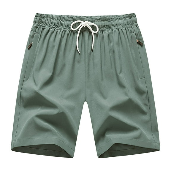 hoksml Men's Workout Shorts Solid Color Elastic Waist Drawstring Zipped Pocket Outdoor Sports Basketball Shorts Versatile Casual Five Quarter Pants Lightweight Loose Tennis Ball Shorts