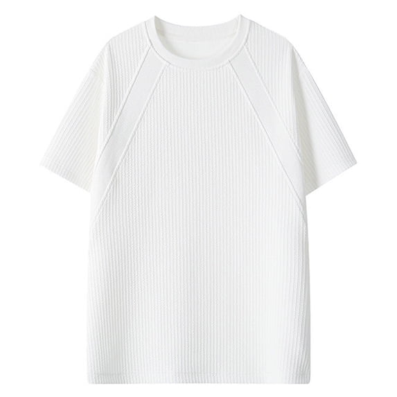 hoksml Mens Black and White Short Sleeve Ribbed T Shirts Soft Casual Tops with Raglan Sleeves for Daily Wear